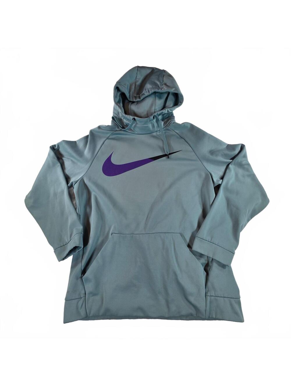 Nike Men's Medium Green Blue Dri-FIT Pullover Hoodie Athletic Sportswear